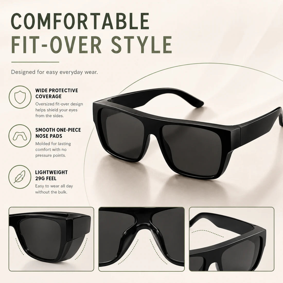 Polarized Oversized Sunglasses – Fits Over Glasses