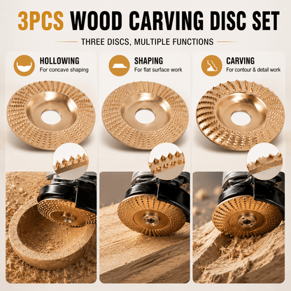 🔥 3PCS 4" Wood Carving Disc Set — The Ultimate Woodworking Game-Changer