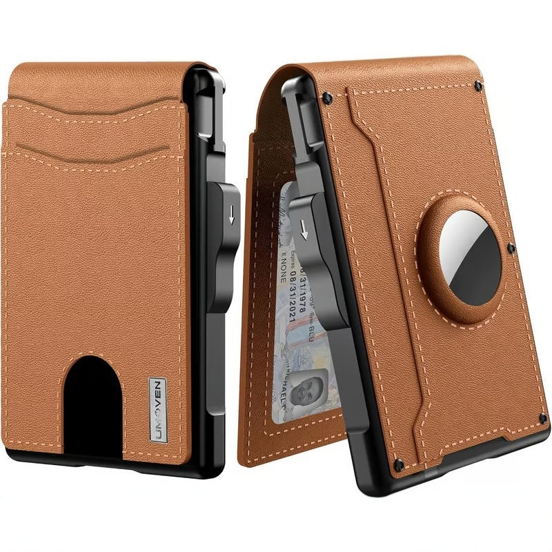 Men's Business Wallet Credit Card Holder Pop Up Smart RFlD Blocking Slim Leather