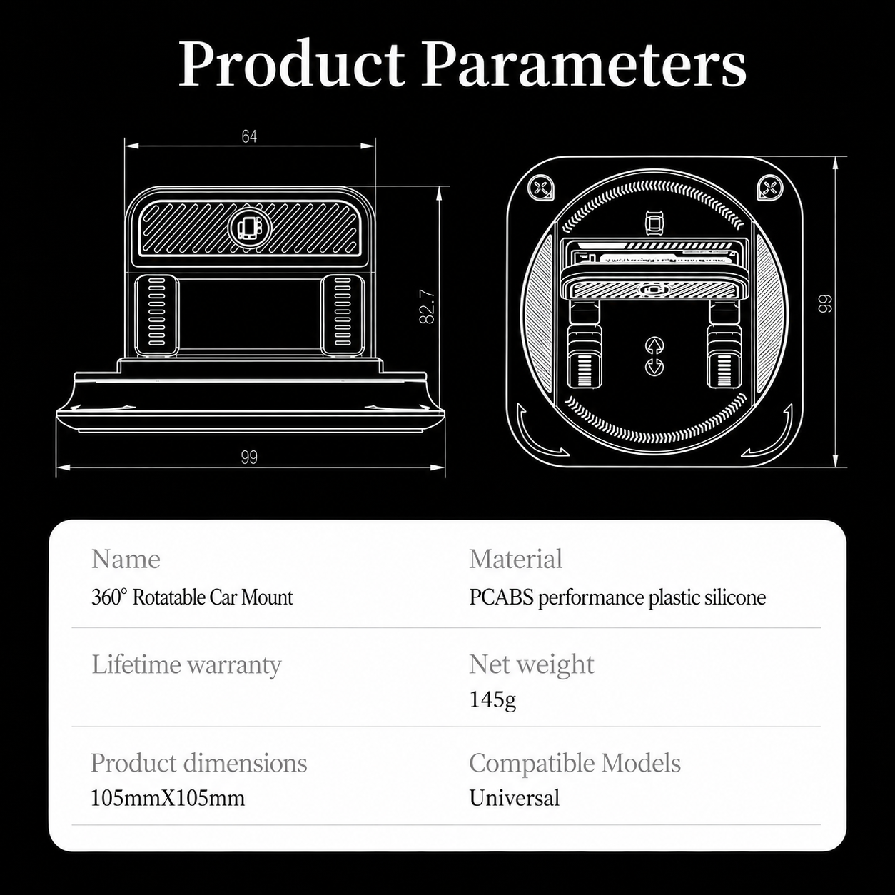 360° Swivel Car Phone Holder