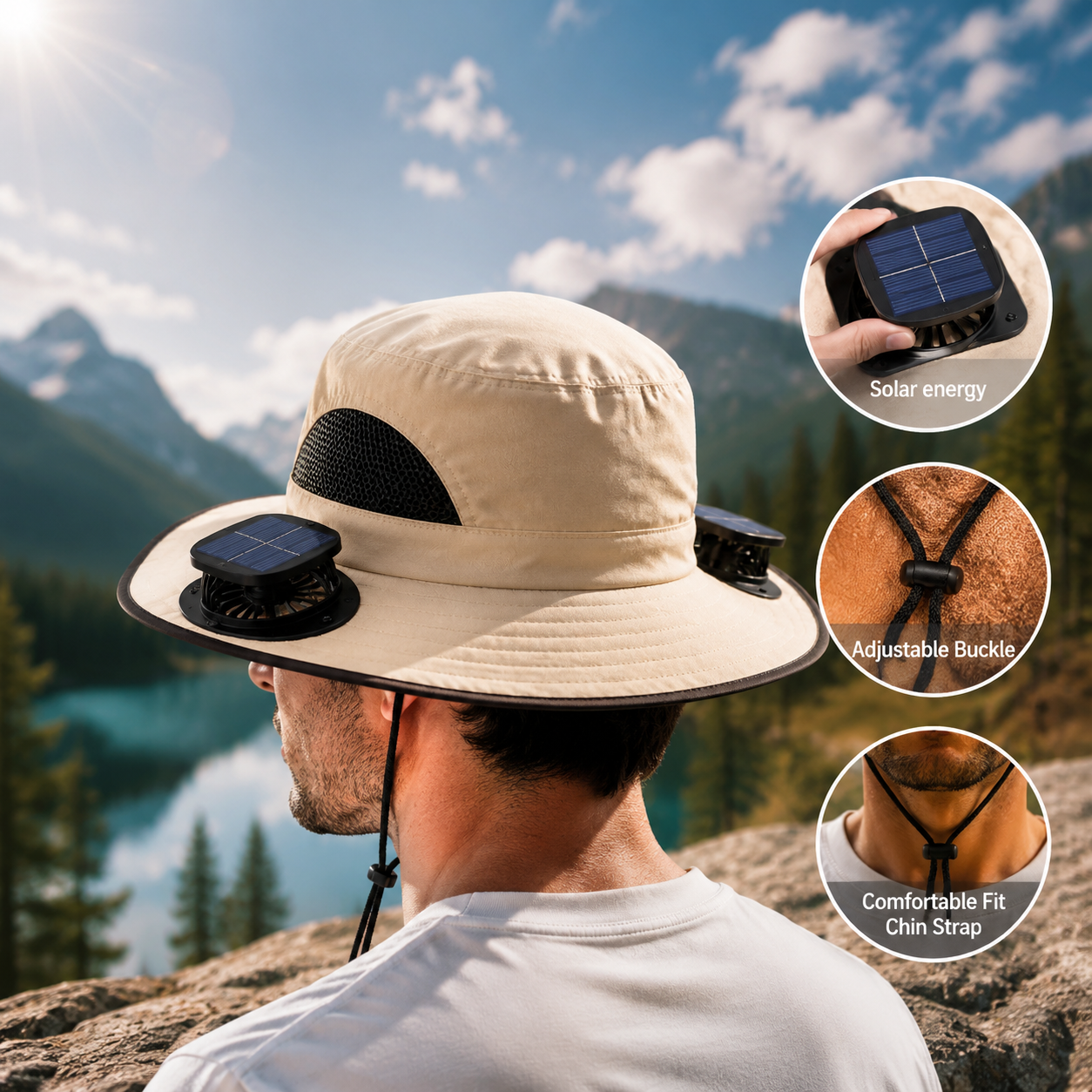 Solar-Powered Outdoor Cooling Fan Hat