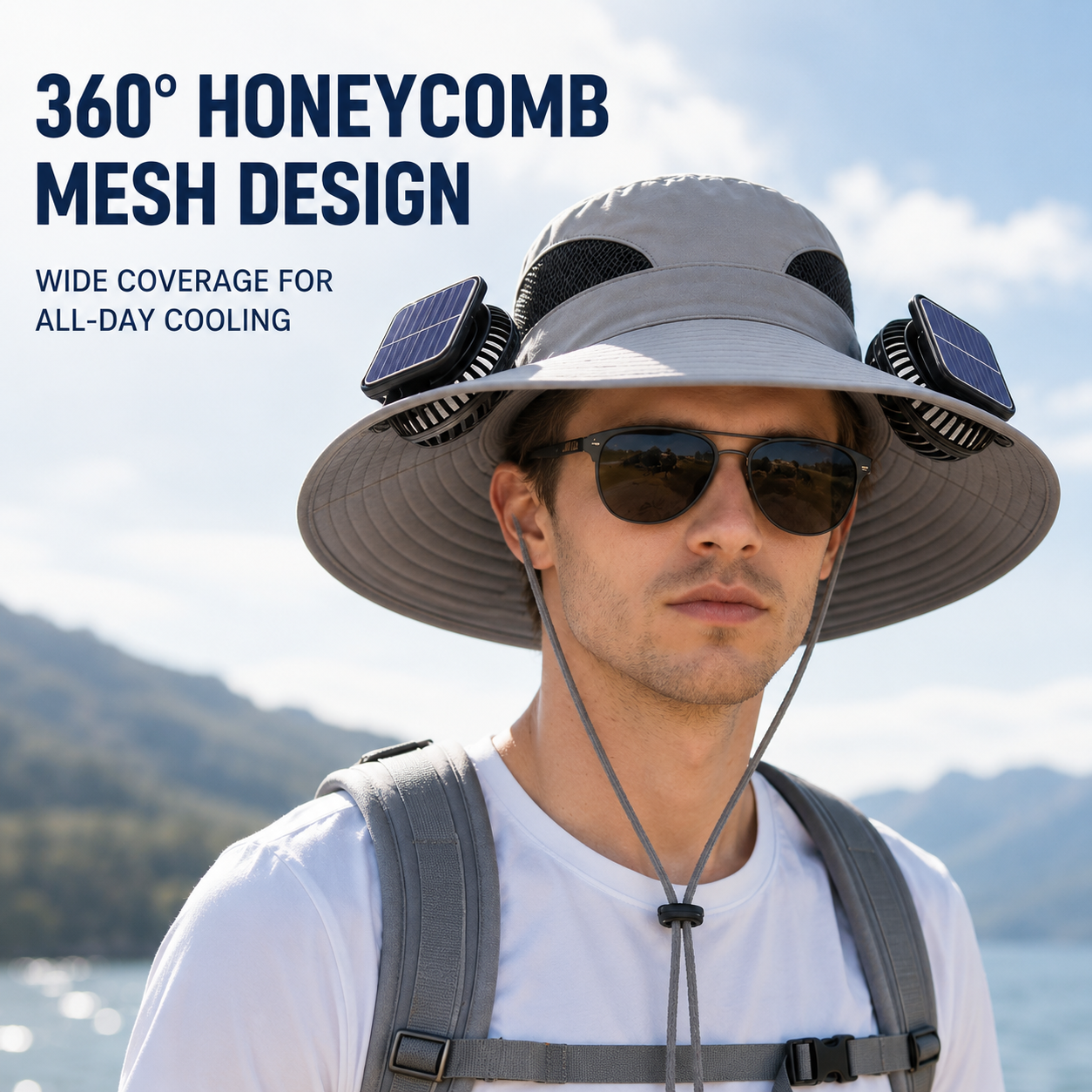 Solar-Powered Outdoor Cooling Fan Hat