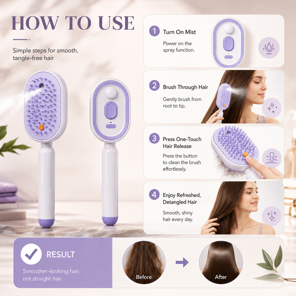 Electric Spray Air Cushion Massage Hair Brush Refresh, Detangle & Revitalize Your Hair