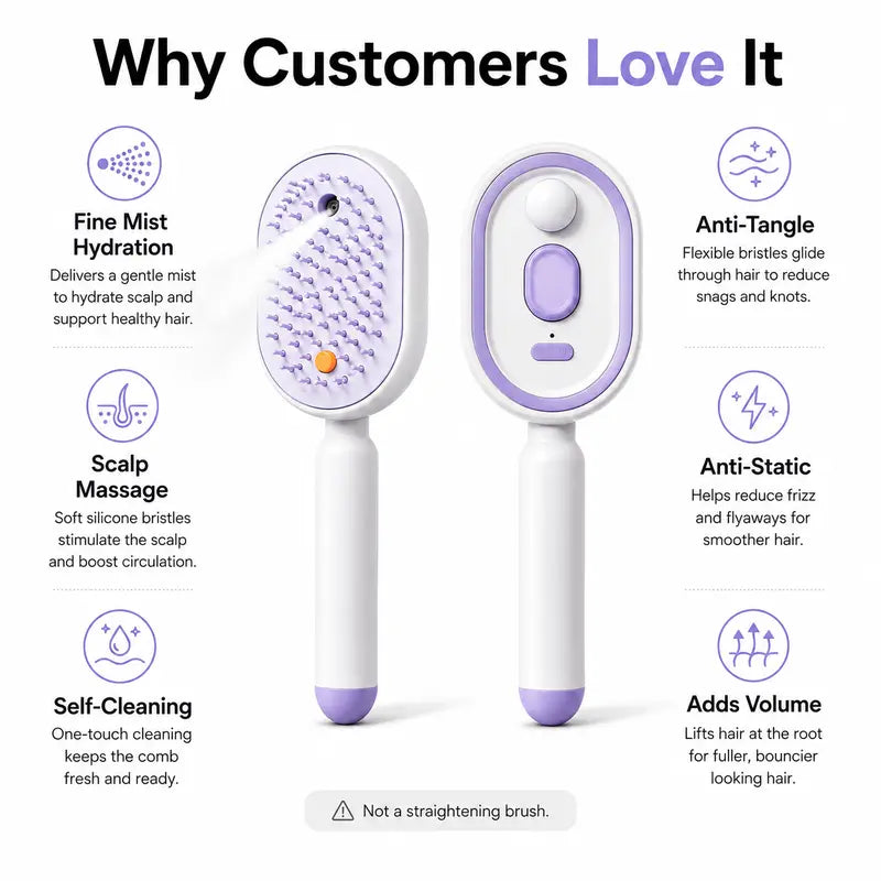 Electric Spray Air Cushion Massage Hair Brush Refresh, Detangle & Revitalize Your Hair
