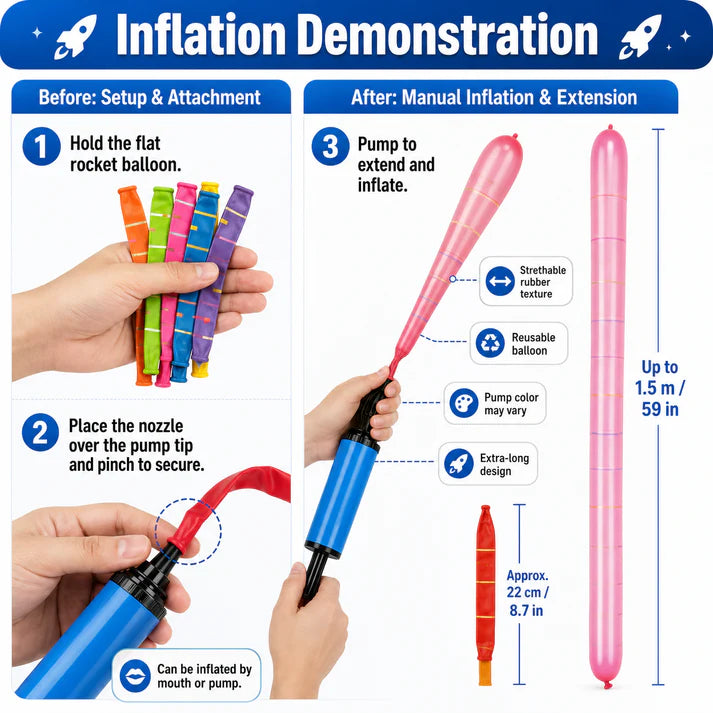 Rocket Balloon Launcher Set | Flying Party Balloons for Kids & Family Fun